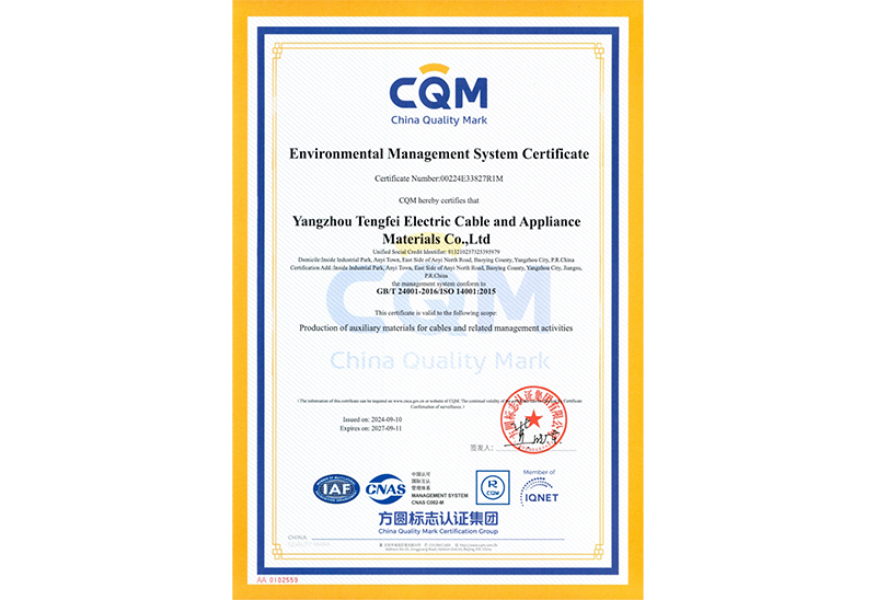 ISO14001 Environmental System Certification Certificate