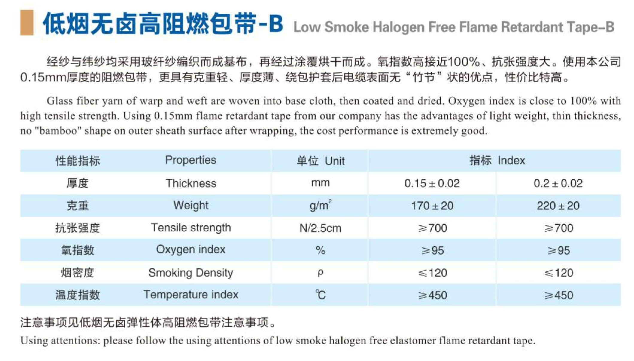 低烟无卤高阻燃包带-B
